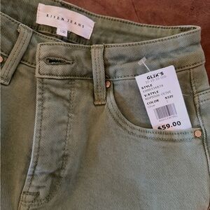 Risen Jeans Olive slightly Wide Leg Women's Jeans